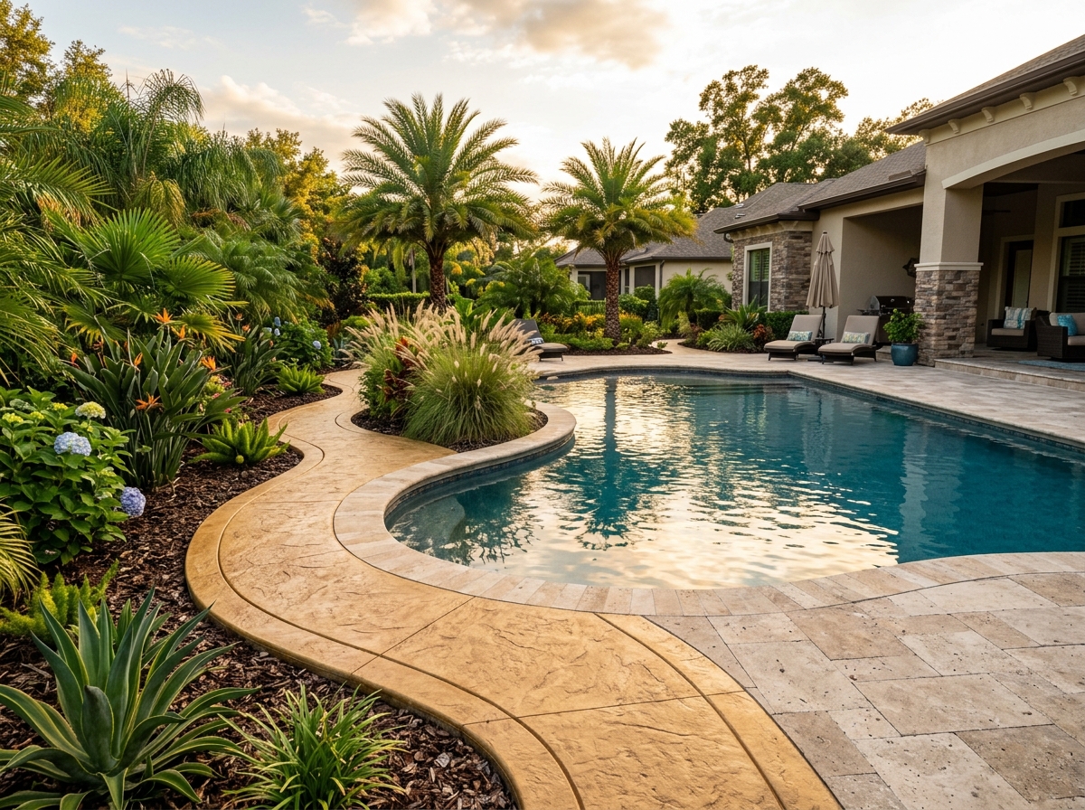 Pool area landscape curbing